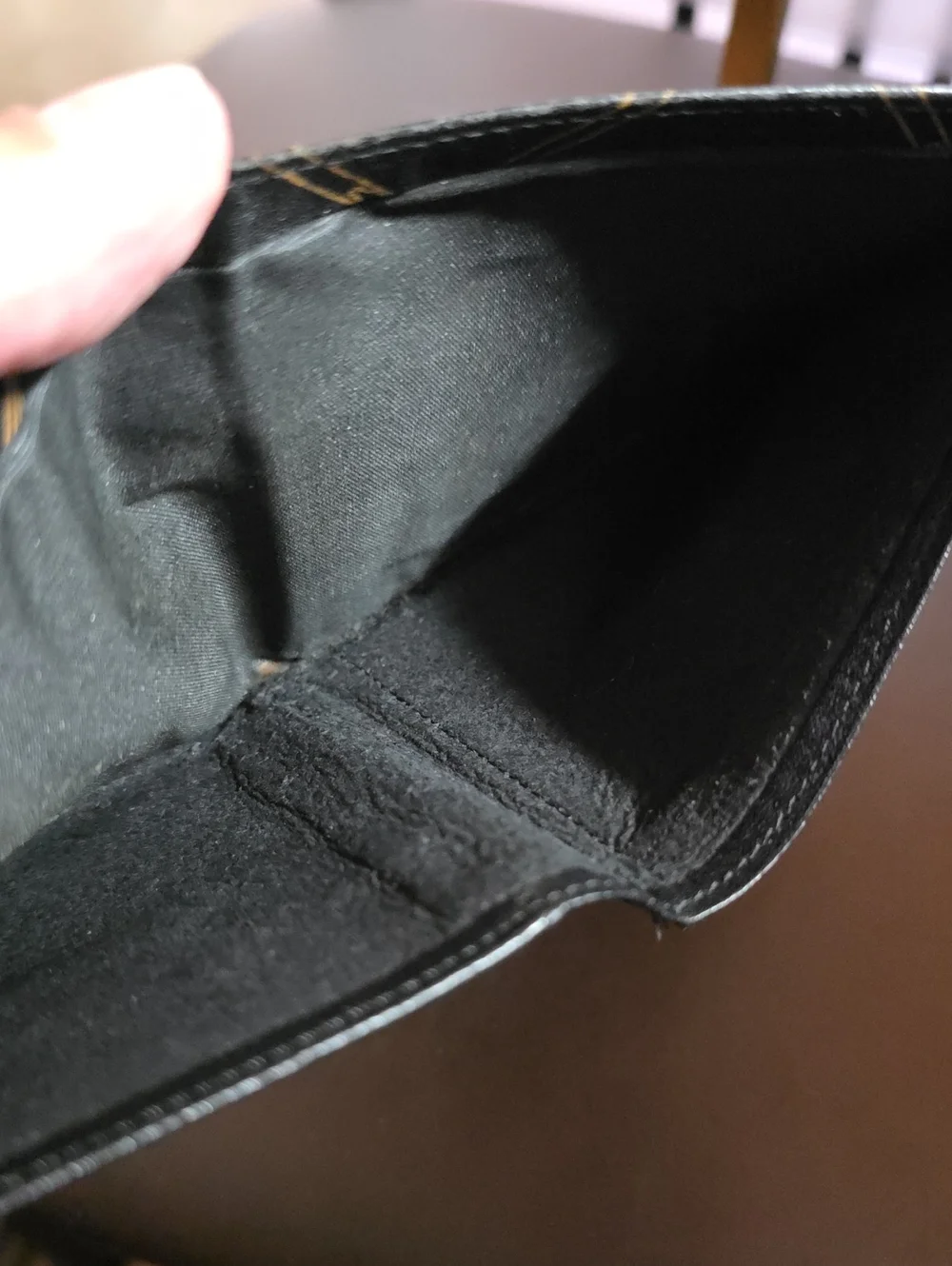 Longchamp Black and Gold Printed Leather Wallet